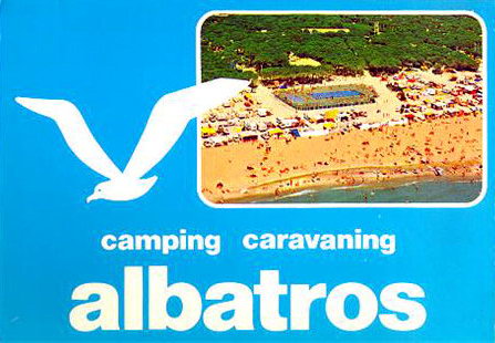 Tarjeta publicitaria del camping Albatros de Gav&agrave; Mar